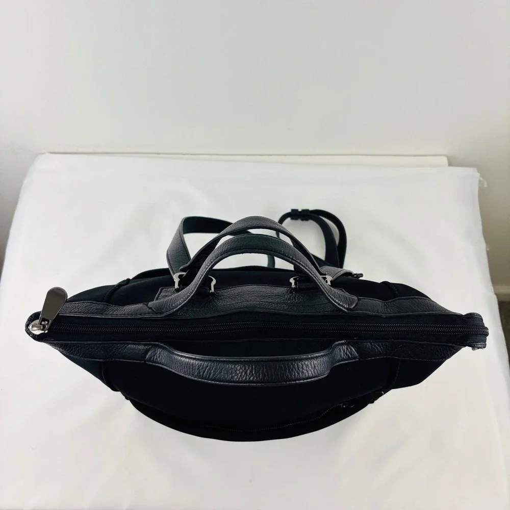 Cole Haan Grand Series Black Nylon and Leather Backpack Laptop Bag 3 Way